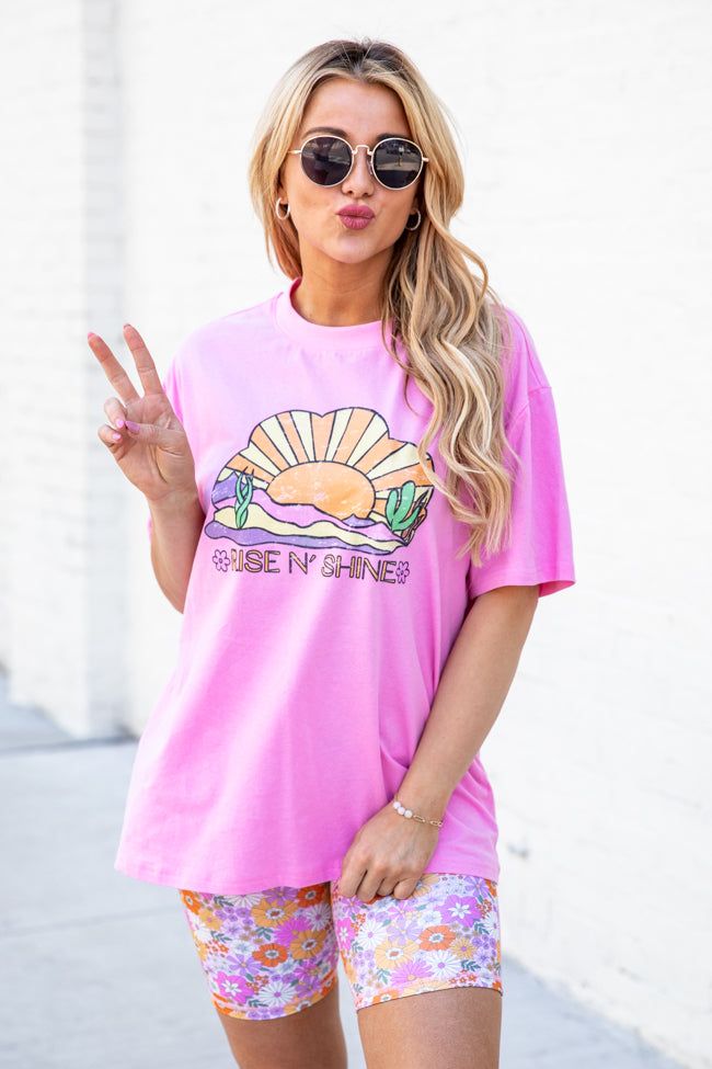 Rise and Shine Pink Oversized Graphic Tee sold by Pink Lily product image thumbnail 3