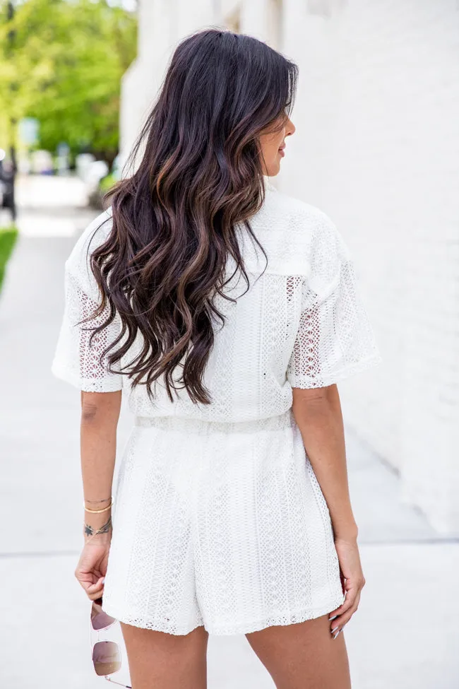 I Know My Own Worth Cream Eyelet Romper FINAL SALE sold by Pink Lily product image thumbnail 3