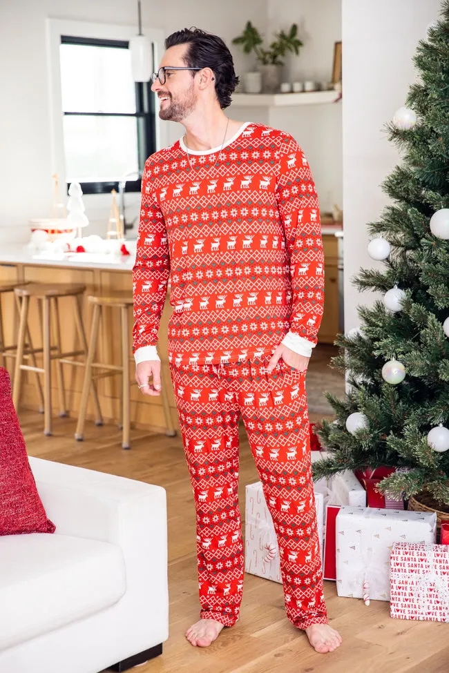 Mens Home For The Holidays Red Christmas Print Pajama Top FINAL SALE sold by Pink Lily product image thumbnail 2
