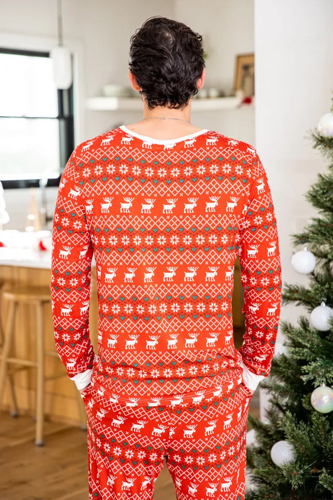 Mens Home For The Holidays Red Christmas Print Pajama Top FINAL SALE sold by Pink Lily product image thumbnail 4