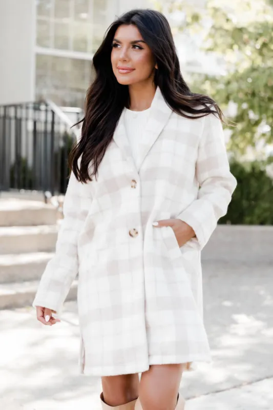 Get On Board Beige Plaid Coat sold by Pink Lily