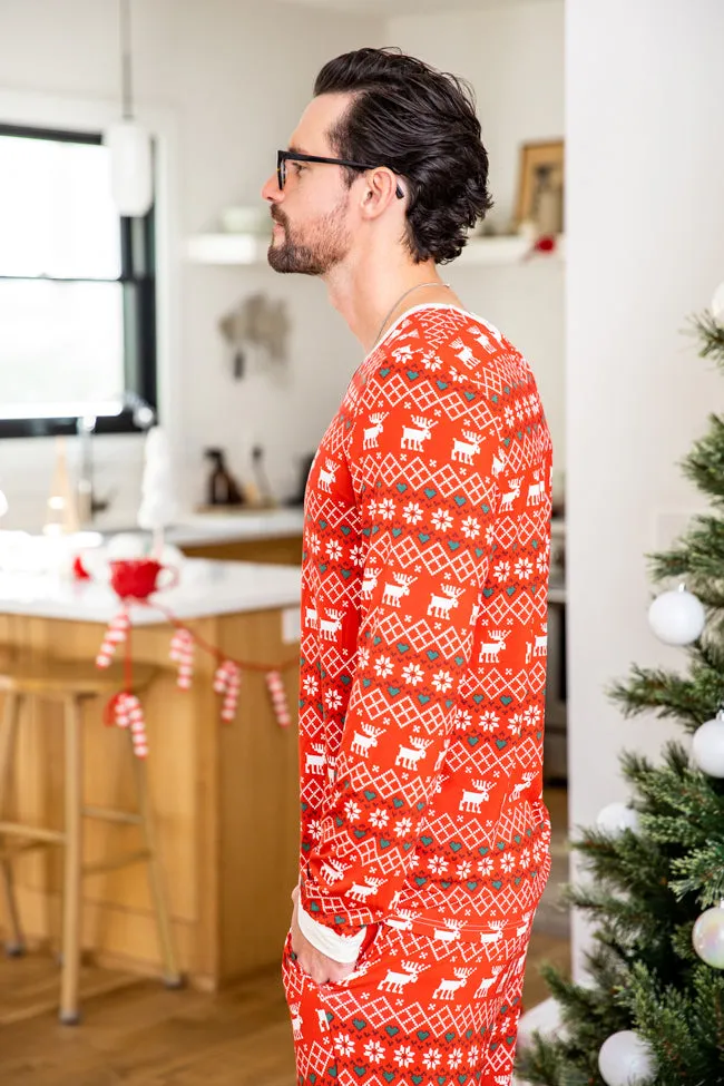 Mens Home For The Holidays Red Christmas Print Pajama Top FINAL SALE sold by Pink Lily product image thumbnail 3