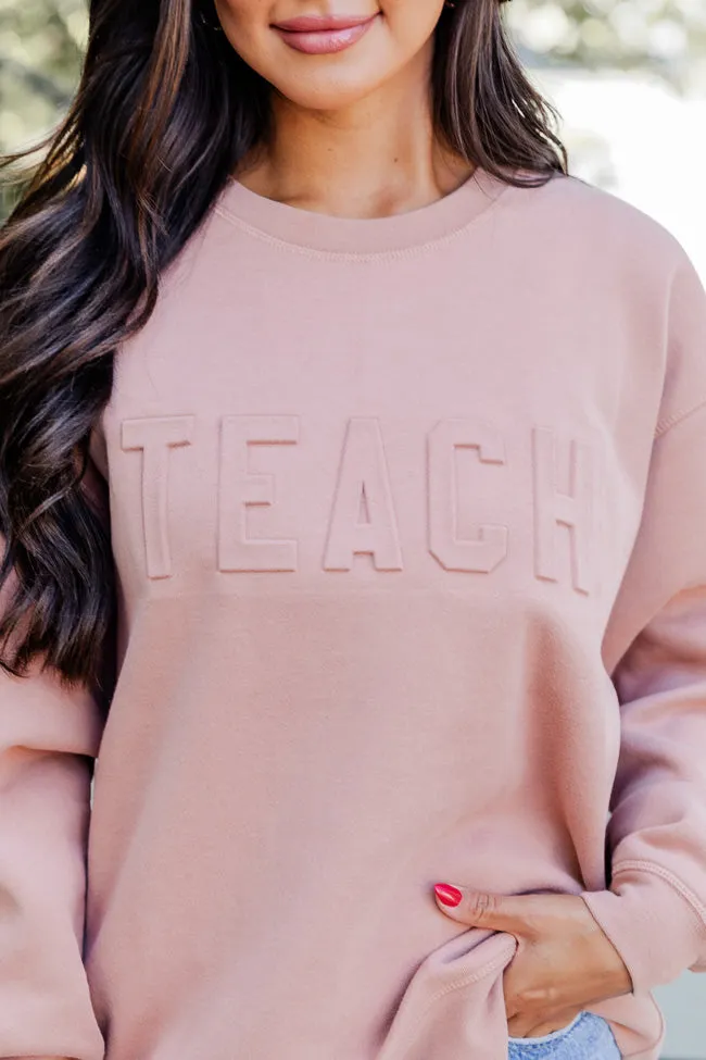 Teach Embossed Logo Terracotta Graphic Sweatshirt FINAL SALE sold by Pink Lily product image thumbnail 3