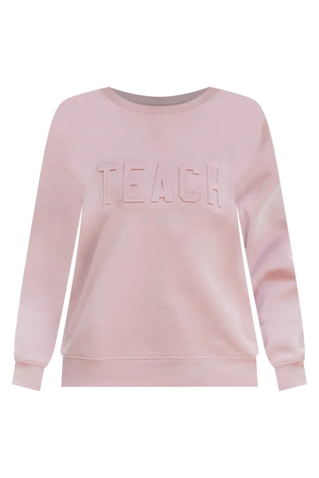 Teach Embossed Logo Terracotta Graphic Sweatshirt FINAL SALE sold by Pink Lily product image thumbnail 5