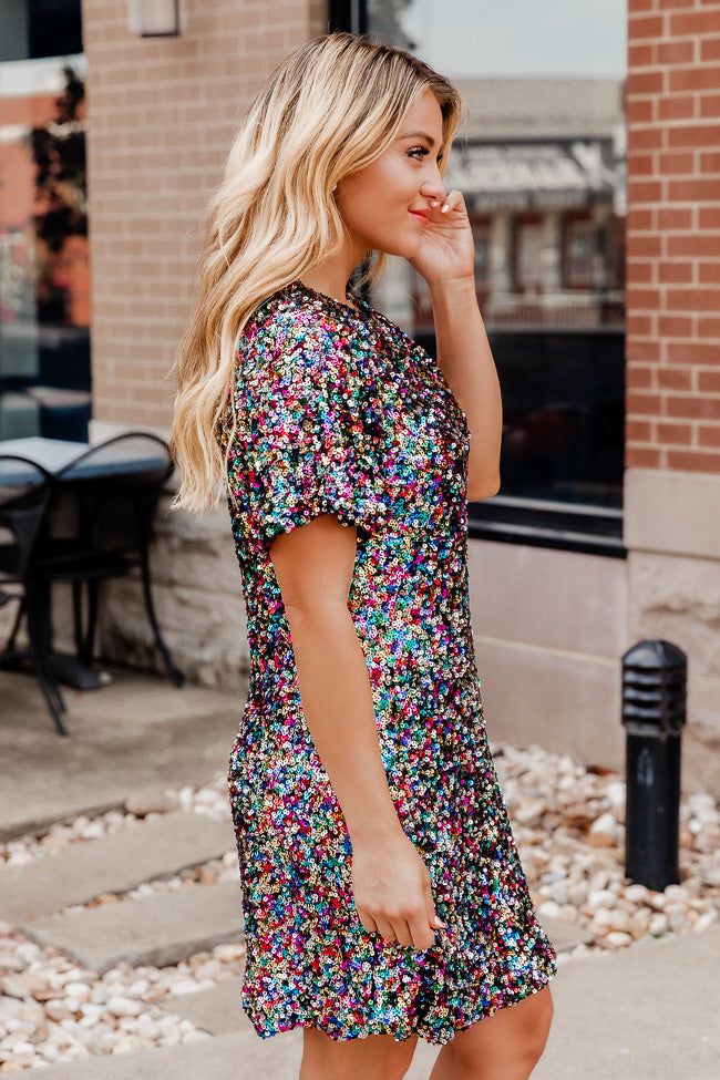 Just Be Honest Multi Color Sequin T-Shirt Dress sold by Pink Lily product image thumbnail 4