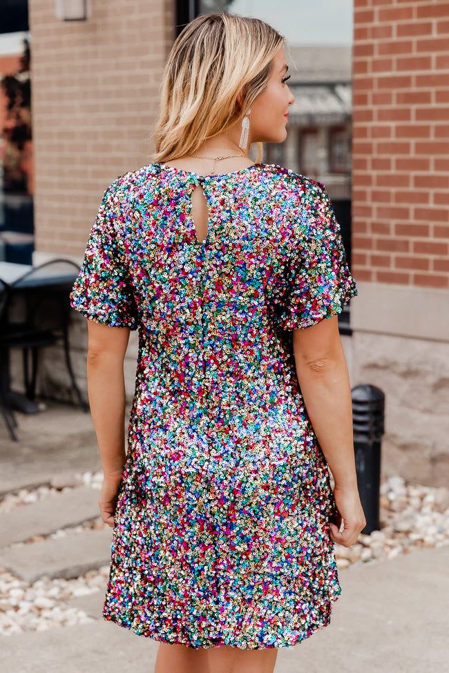 Just Be Honest Multi Color Sequin T-Shirt Dress sold by Pink Lily product image thumbnail 5