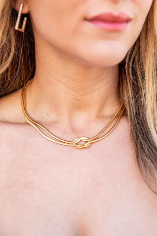 A Fabulous Feeling Gold Knot Detail Snake Chain Necklace sold by Pink Lily