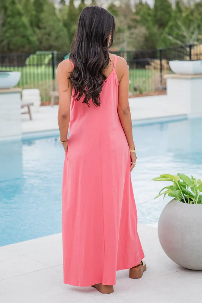 Perfect Balance Coral Solid Knit Maxi Dress FINAL SALE sold by Pink Lily product image thumbnail 4