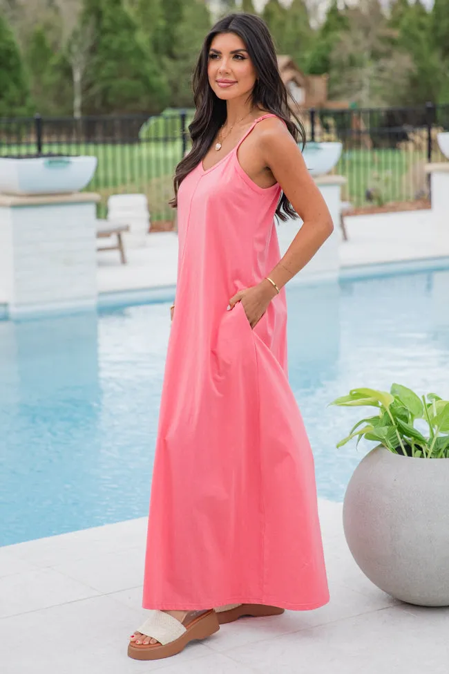 Perfect Balance Coral Solid Knit Maxi Dress FINAL SALE sold by Pink Lily product image thumbnail 3