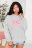 Pink Bow Light Grey Oversized Graphic Sweatshirt sold by Pink Lily