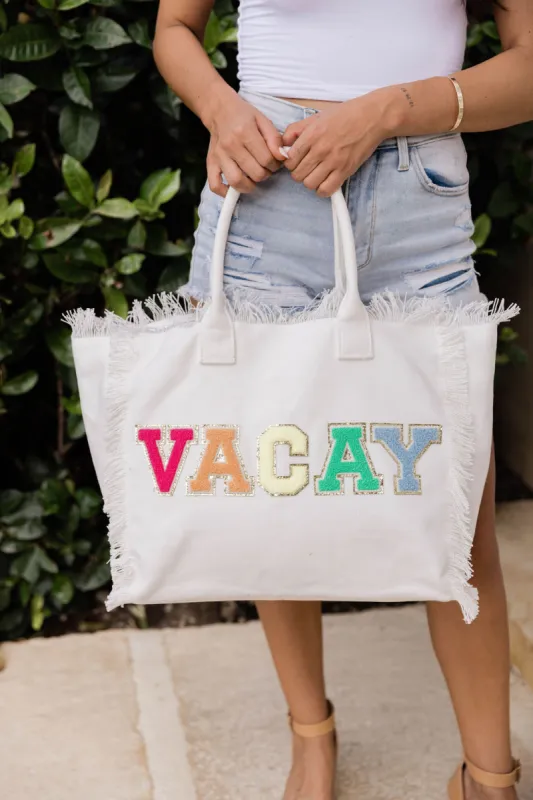 Ivory Vacay Canvas Bag FINAL SALE sold by Pink Lily