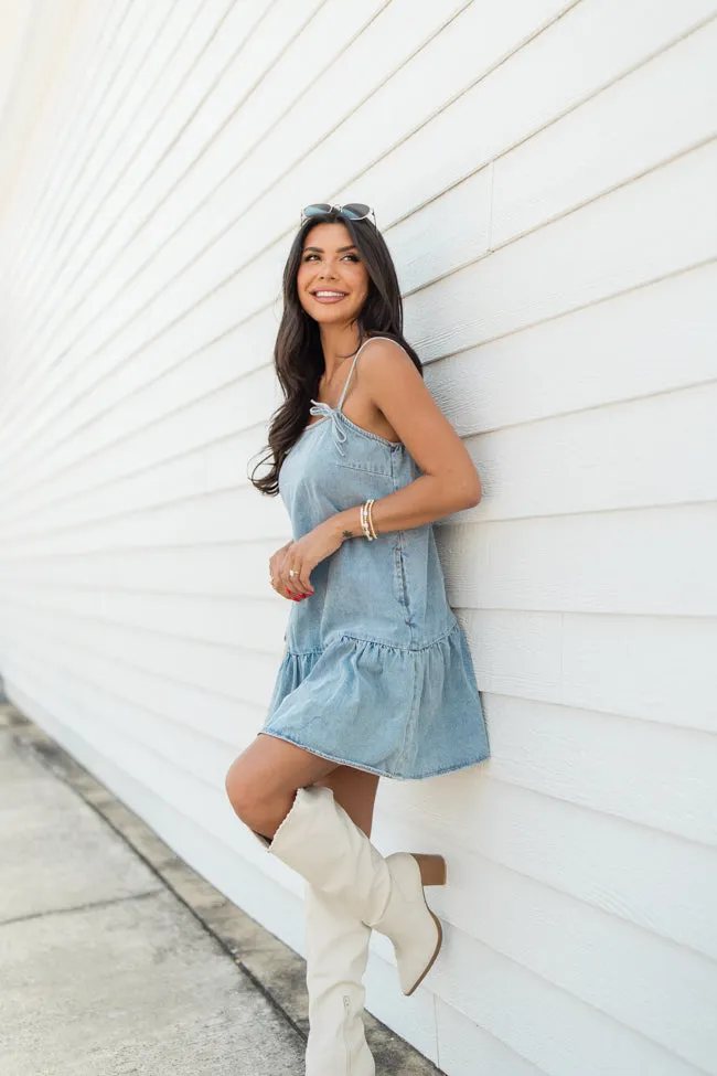 A World Like That Denim Shift Dress SALE sold by Pink Lily