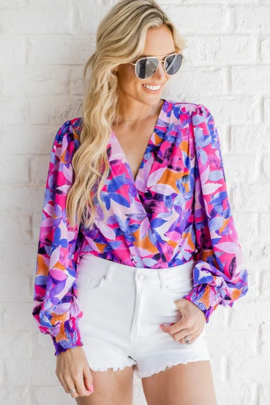 Having Mixed Feelings Multi Printed Long Sleeve Bodysuit sold by Pink Lily