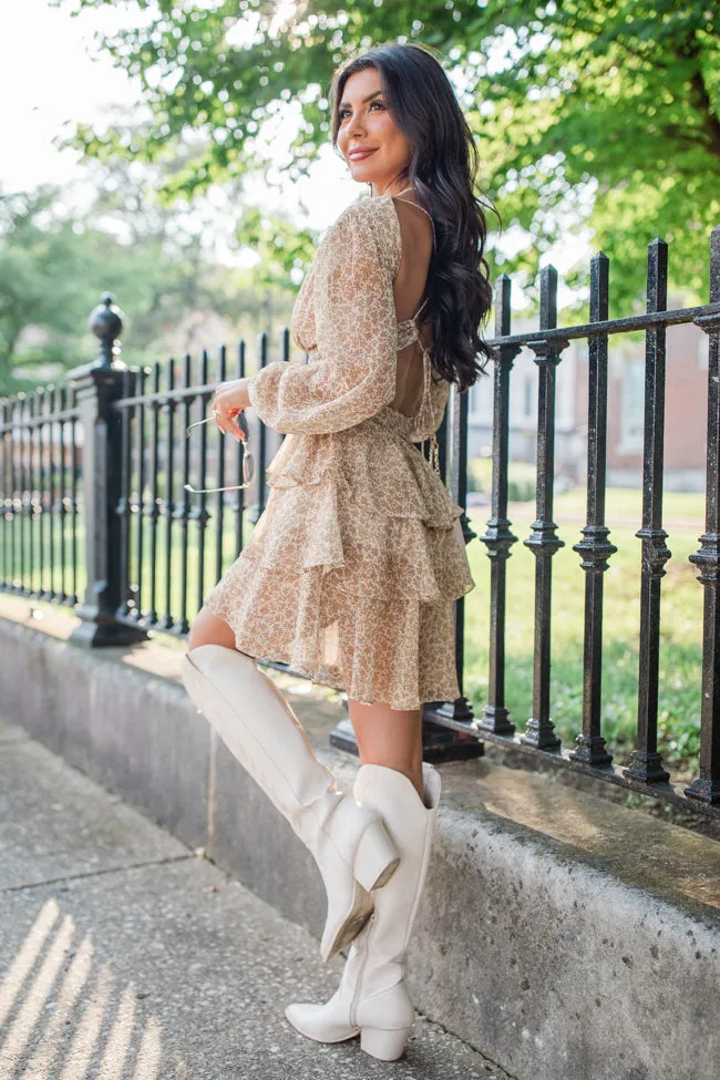 My Whole World Mustard Shimmer Detail Printed Dress FINAL SALE sold by Pink Lily product image thumbnail 2