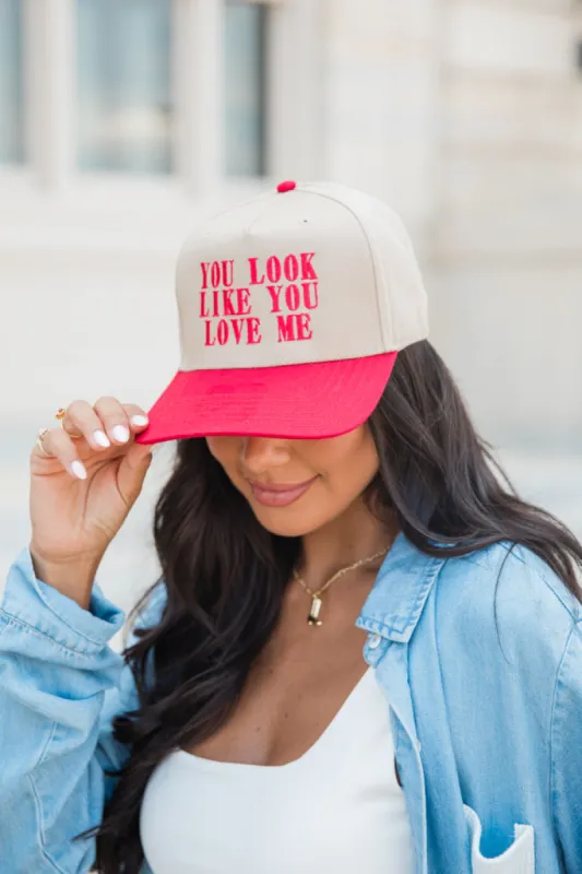 You Look Like You Love Me Red and Khaki Trucker Hat sold by Pink Lily