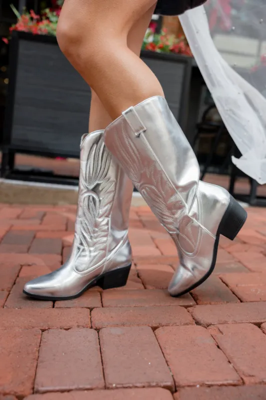 Dixie Silver Western Boots FINAL SALE made by Pink Lily