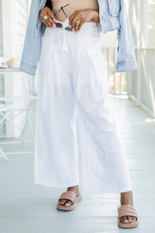 Island Breeze White Tie Waist Pants FINAL SALE sold by Pink Lily