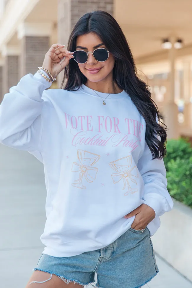 Vote For The Cocktail Party White Oversized Graphic Sweatshirt sold by Pink Lily product image thumbnail 3