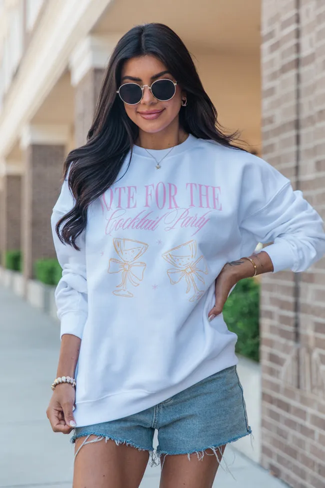 Vote For The Cocktail Party White Oversized Graphic Sweatshirt sold by Pink Lily product image thumbnail 4