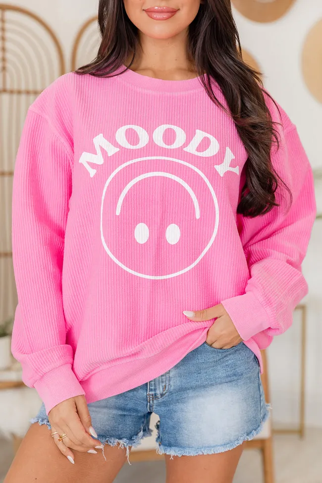 Moody Smiley Hot Pink Corded Graphic Sweatshirt FINAL SALE sold by Pink Lily product image thumbnail 2