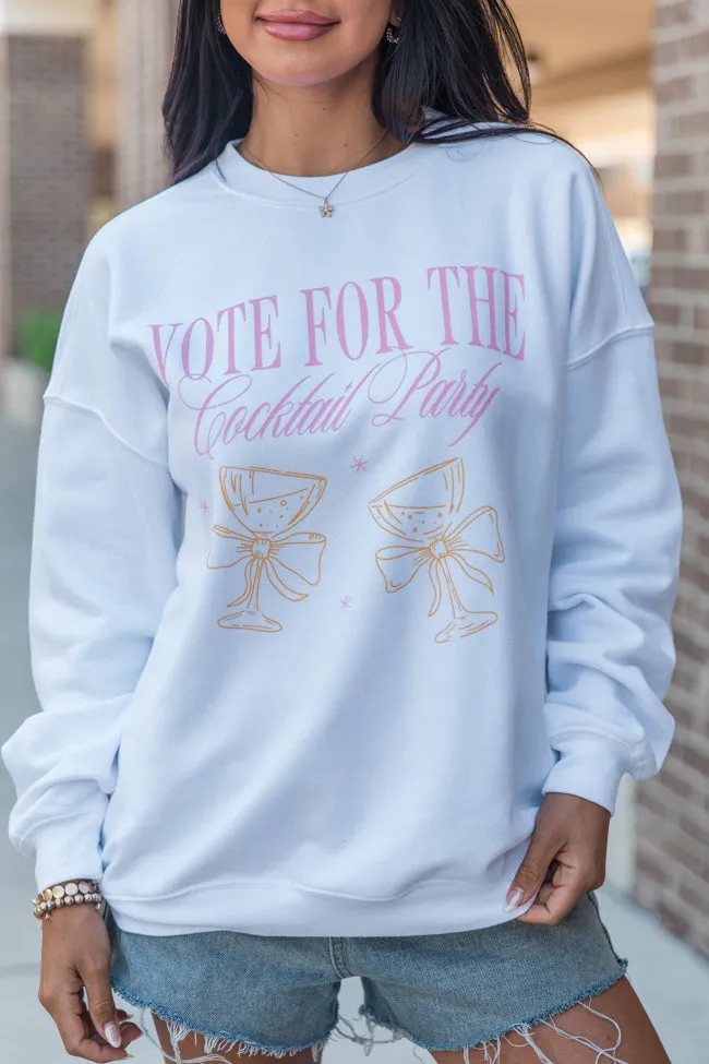 Vote For The Cocktail Party White Oversized Graphic Sweatshirt sold by Pink Lily