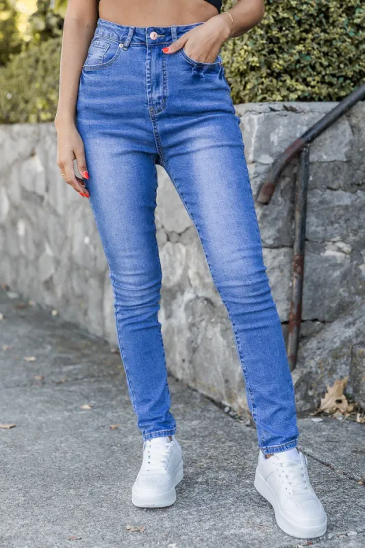 Blaire Medium Wash Ultra High Rise Skinny Jeans FINAL SALE made by Pink Lily