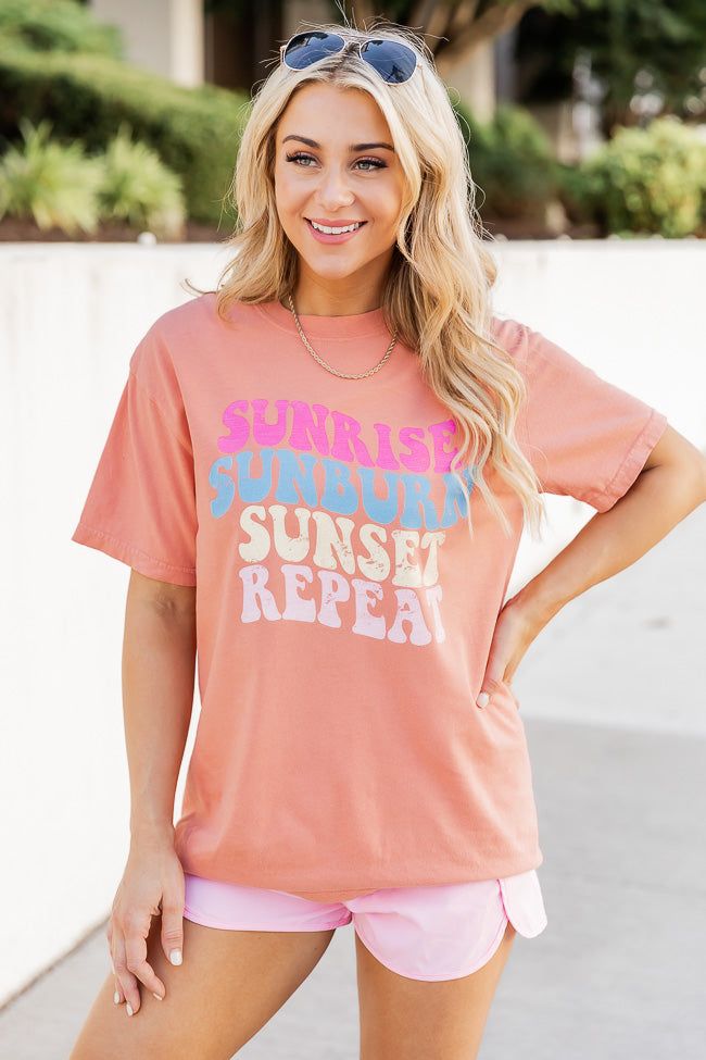 Sunrise, Sunburn, Sunset, Repeat Graphic Terracotta Tee sold by Pink Lily product image thumbnail 4