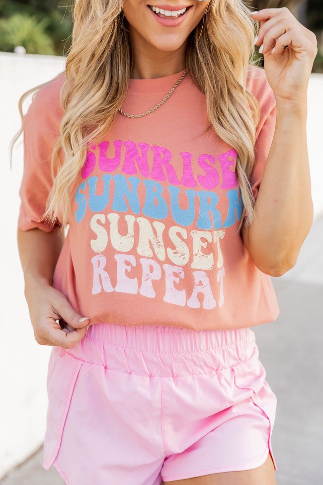 Sunrise, Sunburn, Sunset, Repeat Graphic Terracotta Tee sold by Pink Lily product image thumbnail 2