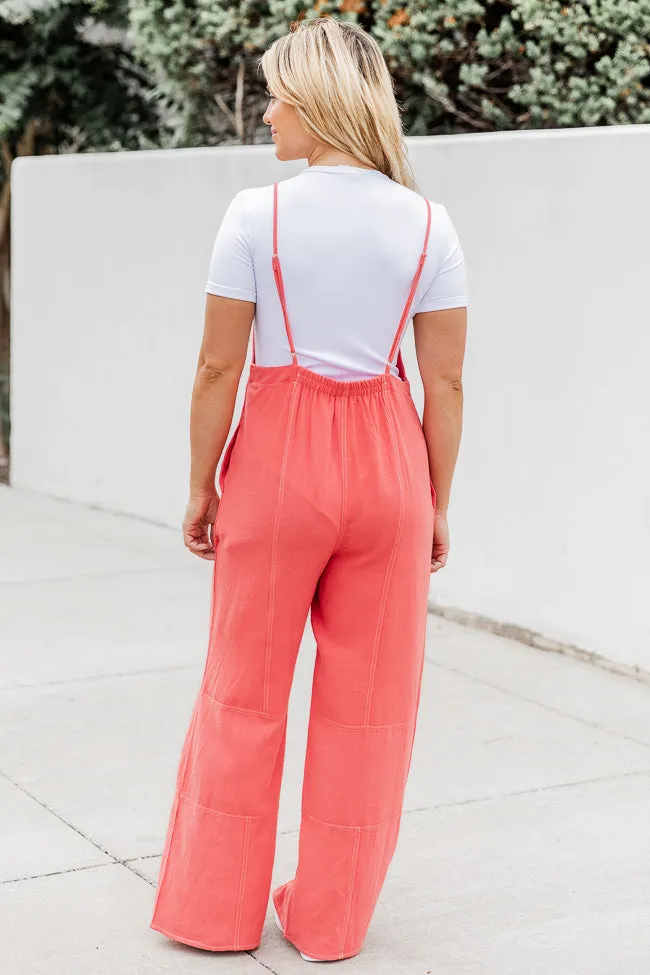 Hope You Remember Coral Linen Jumpsuit FINAL SALE sold by Pink Lily product image thumbnail 3
