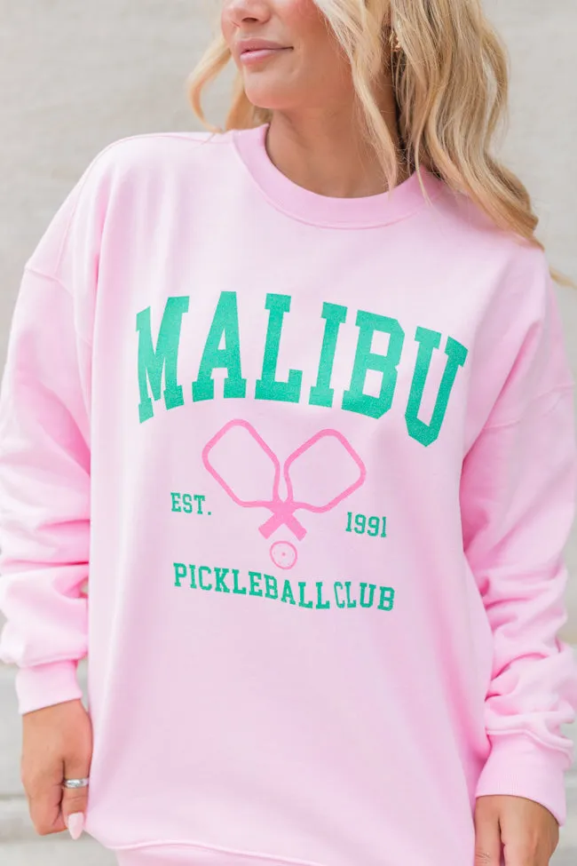Malibu Pickleball Light Pink Graphic Sweatshirt sold by Pink Lily product image thumbnail 3