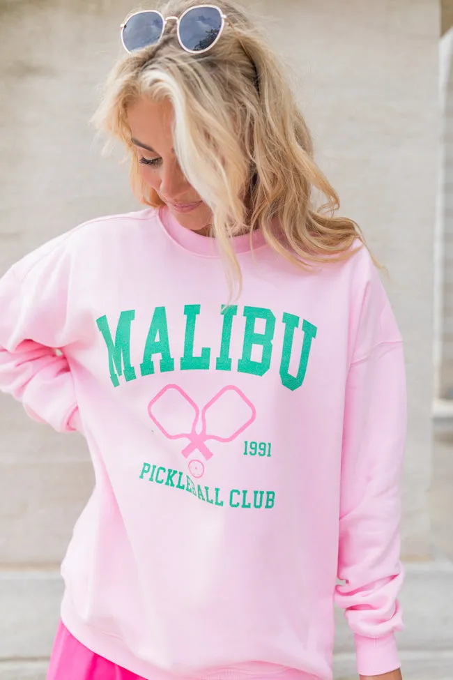 Malibu Pickleball Light Pink Graphic Sweatshirt sold by Pink Lily