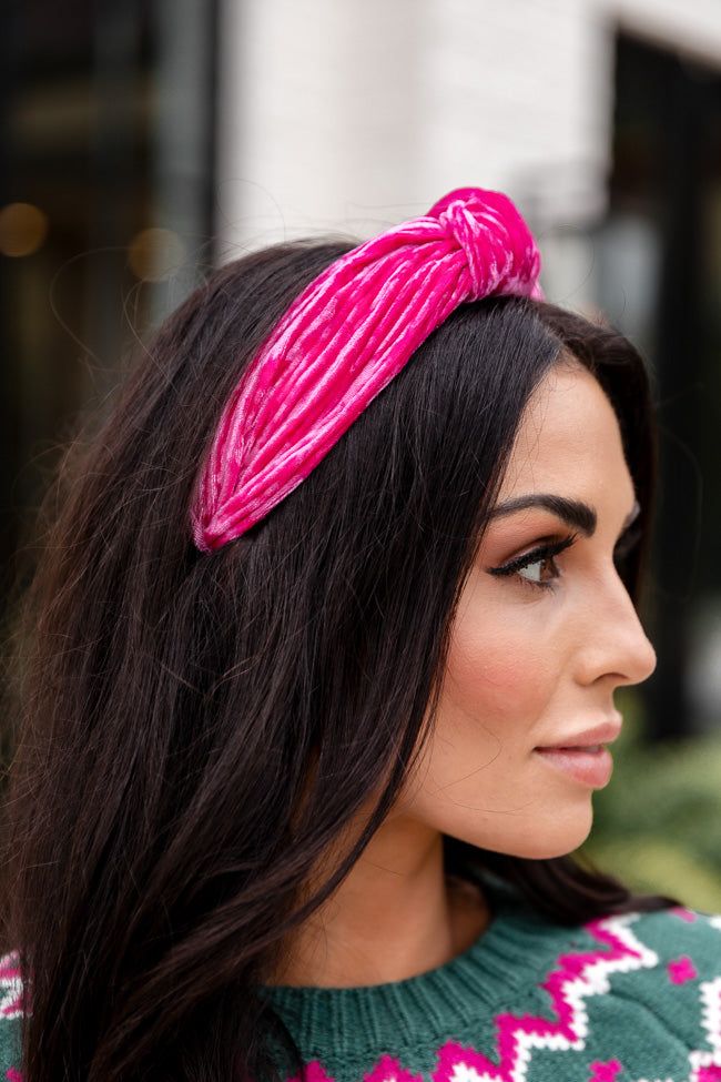 Hot Pink Velvet Knotted Headband sold by Pink Lily product image thumbnail 2