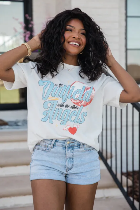 Outfield with the Angels White Comfort Colors Graphic Tee sold by Pink Lily