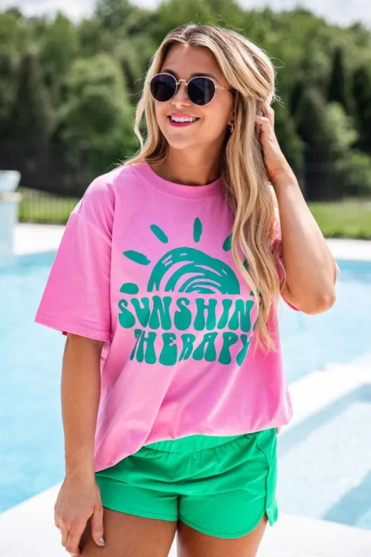 Sunshine Therapy Charity Pink Graphic Tee sold by Pink Lily