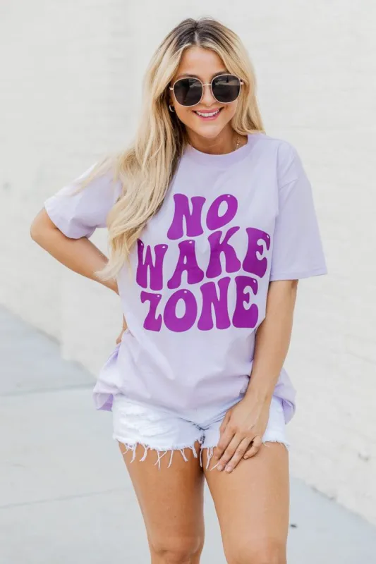 No Wake Zone Lilac Oversized Graphic Tee sold by Pink Lily