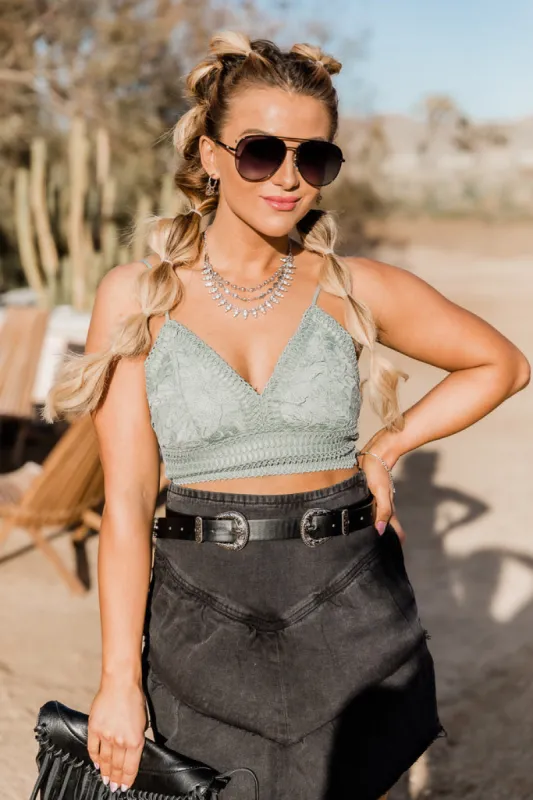 Free My Soul Sage Cropped Crochet Tank FINAL SALE sold by Pink Lily
