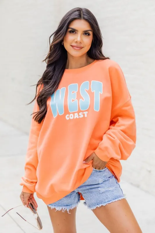 West Coast Coral Oversized Graphic Sweatshirt sold by Pink Lily