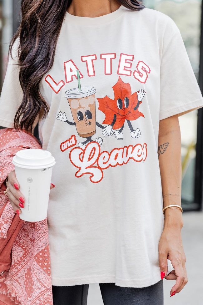 Leaves and Lattes Ivory Oversized Graphic Tee sold by Pink Lily product image thumbnail 3