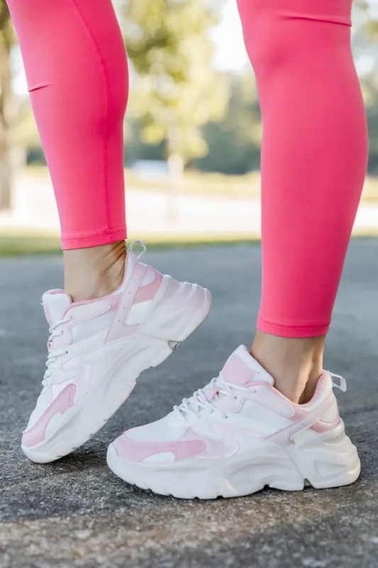 Tessa Pink and White Chunky Sneakers FINAL SALE sold by Pink Lily