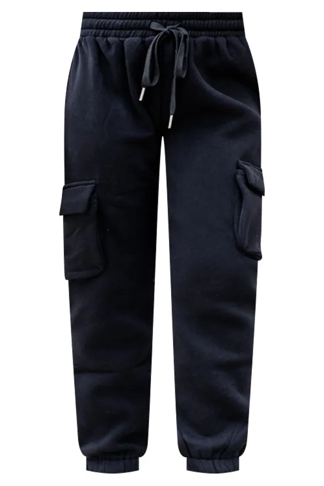 On The Go Black Fleece Cargo Jogger FINAL SALE sold by Pink Lily product image thumbnail 4