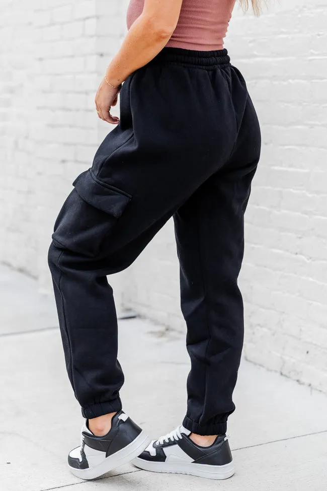 On The Go Black Fleece Cargo Jogger FINAL SALE sold by Pink Lily product image thumbnail 2