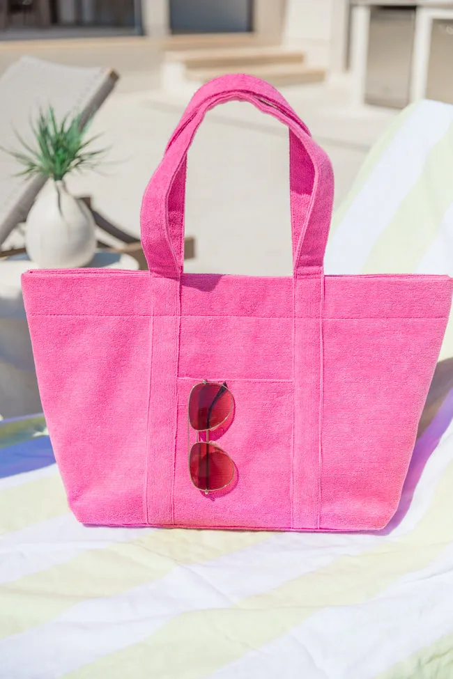 Pink Terry Cloth Tote Bag FINAL SALE sold by Pink Lily product image thumbnail 3