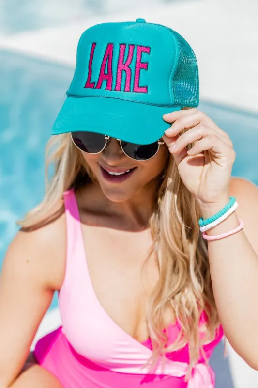 Lake Teal Trucker Hat sold by Pink Lily