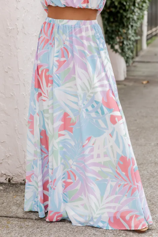 Simple Sign Blue Tropical Maxi Skirt FINAL SALE sold by Pink Lily