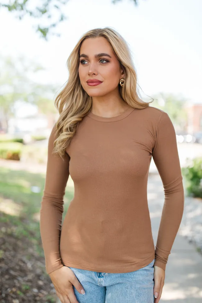 Make Your Choice Brown Ribbed Long Sleeve Tee FINAL SALE sold by Pink Lily product image thumbnail 2