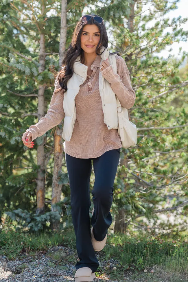 Never Letting Go Cream Faux Leather Cropped Puffer Vest SALE sold by Pink Lily product image thumbnail 3