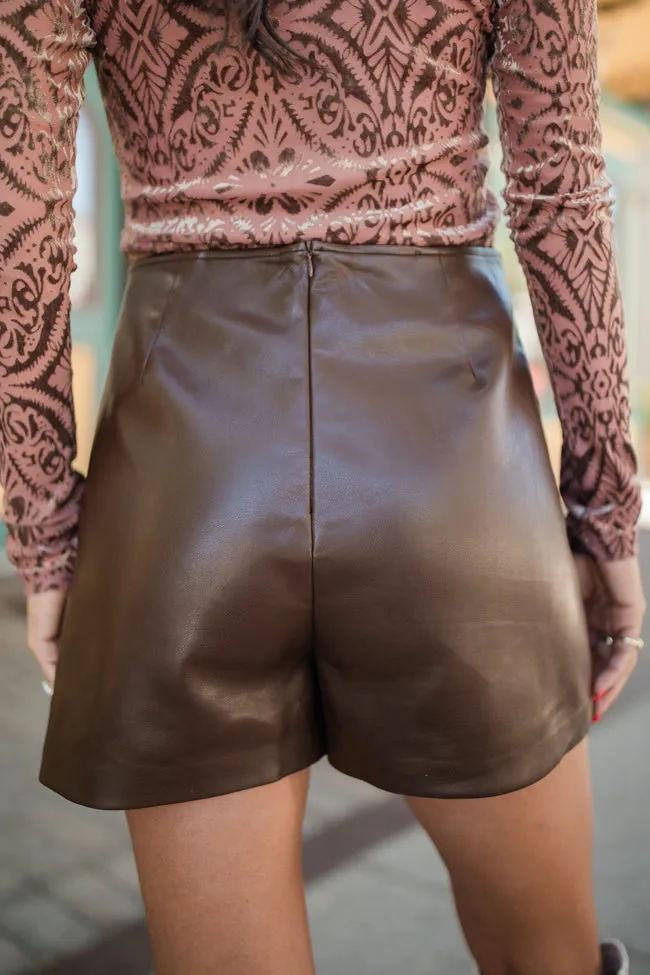To The Point Chocolate Faux Leather Skort FINAL SALE sold by Pink Lily product image thumbnail 4