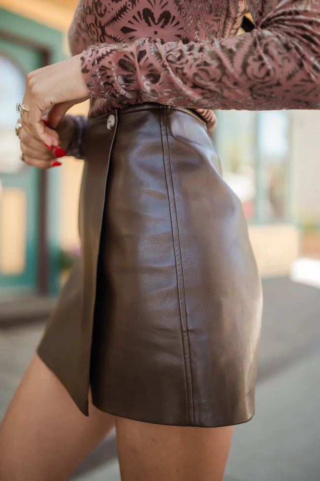 To The Point Chocolate Faux Leather Skort FINAL SALE sold by Pink Lily product image thumbnail 3