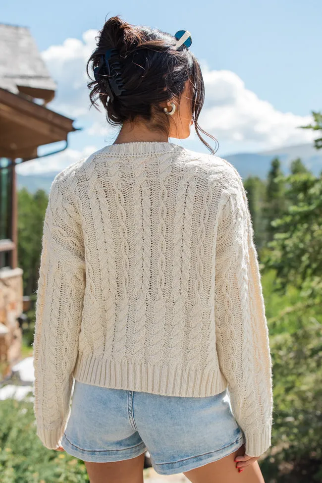 Fall Sentiments Cream Cable Knit Crew Neck Sweater FINAL SALE sold by Pink Lily product image thumbnail 5