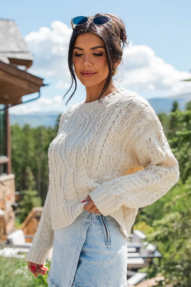 Fall Sentiments Cream Cable Knit Crew Neck Sweater FINAL SALE sold by Pink Lily product image thumbnail 4